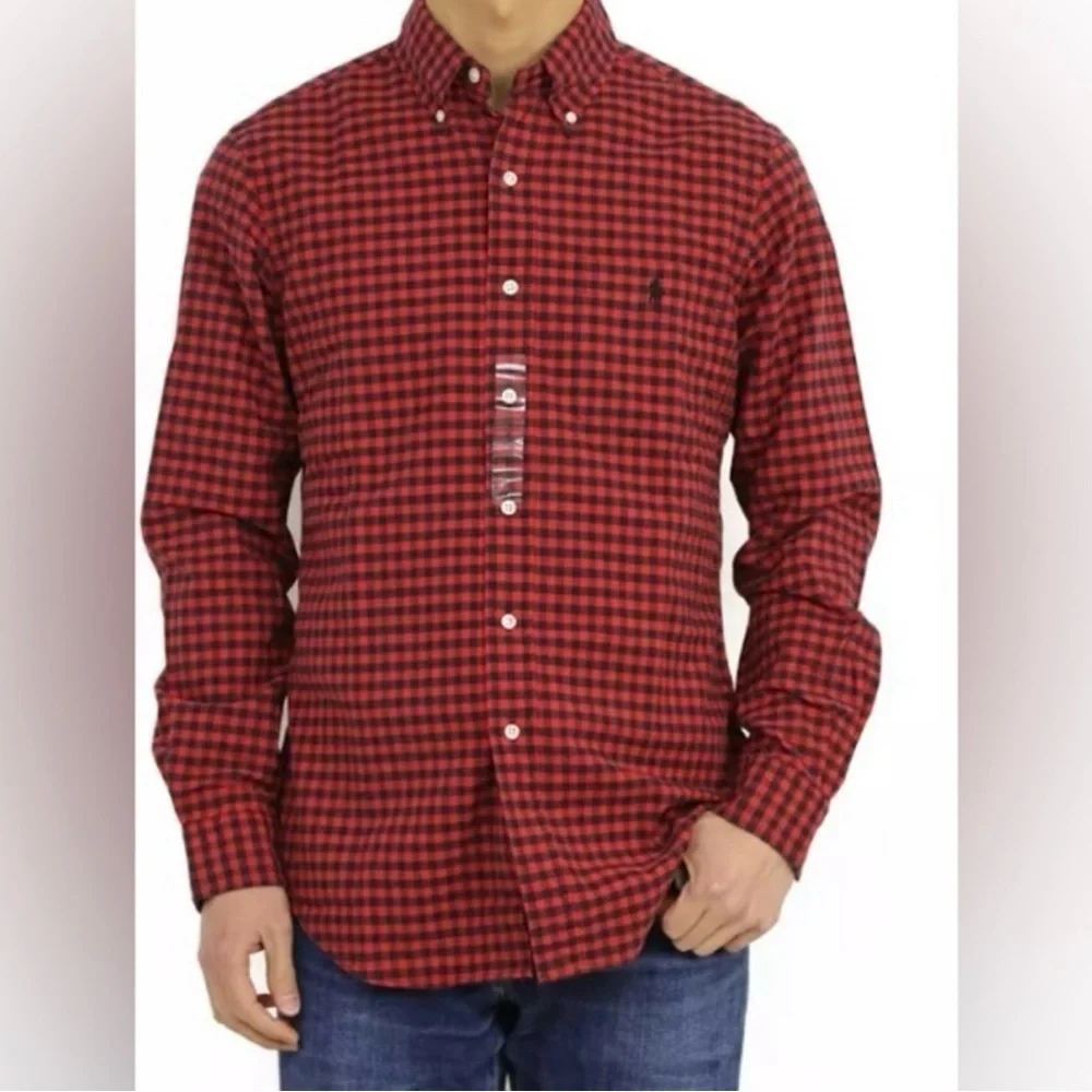 Polo Ralph Lauren Red and Black Plaid Men's Shirt CUSTOM FIT
